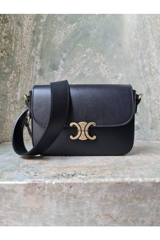 Genuine Italian Leather shoulder/crossbody bag Enna black - BP-23069