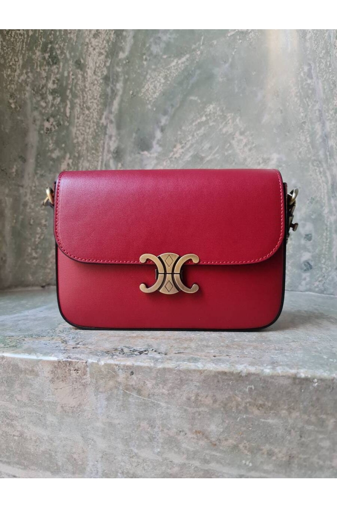 Genuine Italian Leather shoulder/crossbody bag Enna cranberry - BP-23069