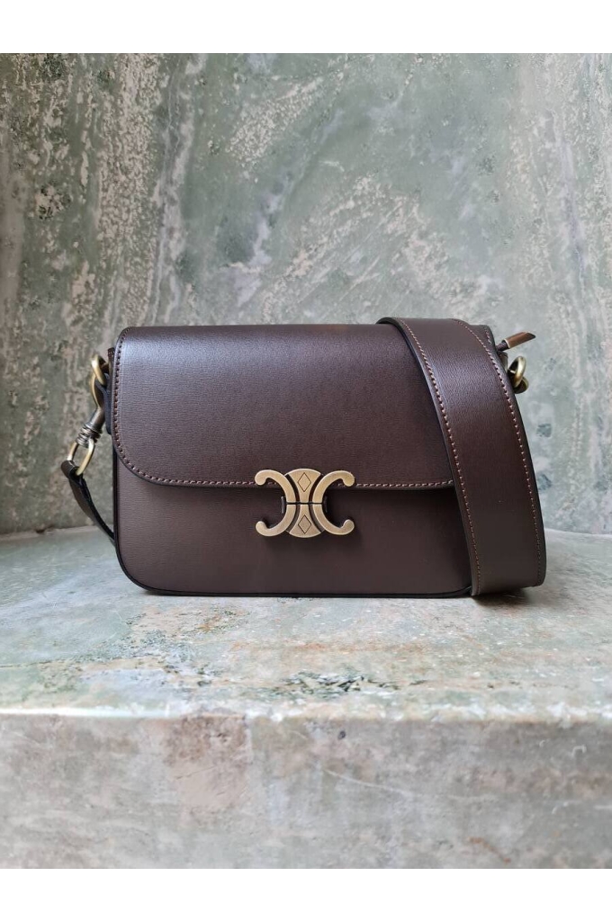 Genuine Italian Leather shoulder/crossbody bag Enna dark chocolate - BP-23069