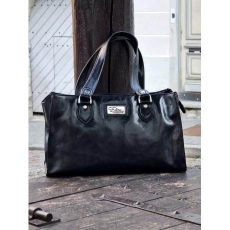 Elite Style Italian Genuine Vegetable Tanned Leather - Classy women's professional bag S-1801-black