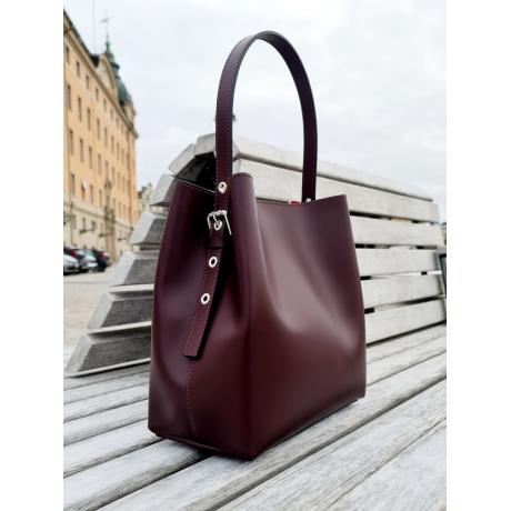 Genuine Italian Leather Bucket Bag Nuoro burgundy - BP-16158N