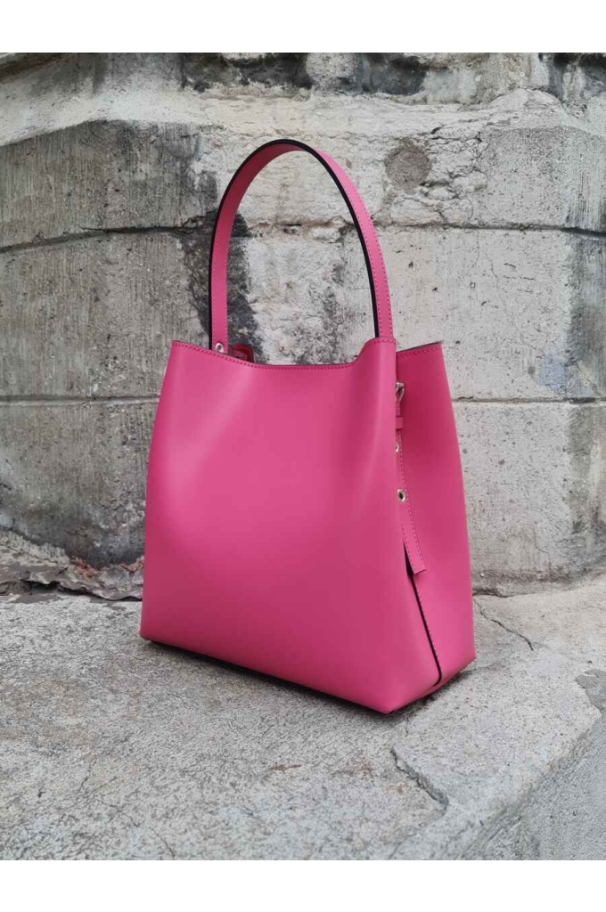 Genuine Italian Leather Bucket Bag Nuoro pink - BP-16158N