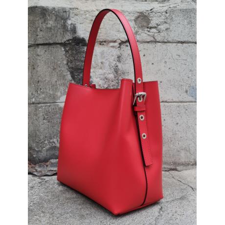 Genuine Italian Leather Bucket Bag Nuoro red - BP-16158N